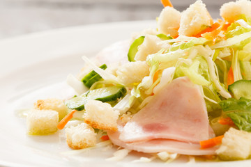 salad with ham