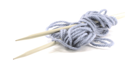 Knitting with spokes isolated on white