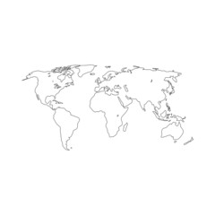 Contour map of the world. Vector illustration.