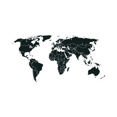 Political map of world with countries. Vector illustration.
