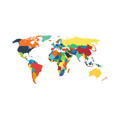 Political map of world with countries. Vector illustration.
