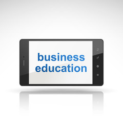 business education words on mobile phone
