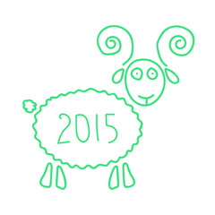 green wooden sheep like symbol of 2015 year