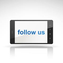 follow us words on mobile phone