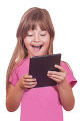 Naklejka premium The child with the tablet computer