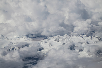 mt.everest taken from the plane in nepal