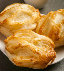 Bread Roll with cottage cheese filling and coffe