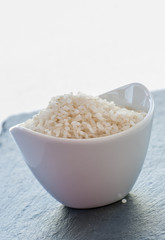 Bowl of rice raw close up