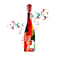 Fototapeta na wymiar Colorful guitar and bottle design