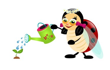 Ladybug watering plant