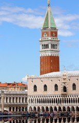 Campanile of St. Mark and the Doge's Palace in Venice in Italy