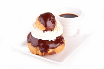 coffee cup and french choux
