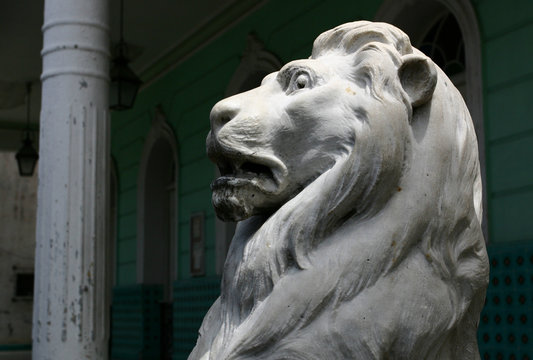 lion marble statue