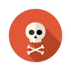 Halloween skull flat circle icon over red