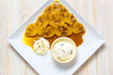 Pineapple Flambe with icecream