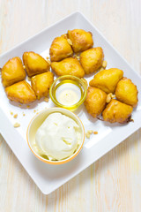Pineapple fruit fritters with icecream