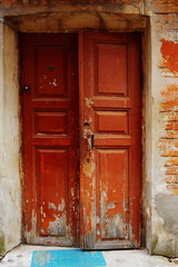 the old street doors which wore out from time