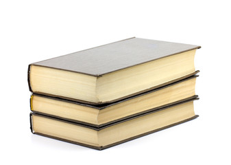 Stack of three  books isolated on white
