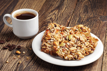 Coffee and cookies with nuts
