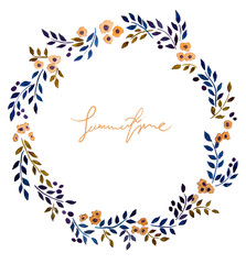 Naklejka premium hand painted watercolor wreath. Flower decoration. Floral design