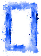 Blue watercolor frame. White inside.