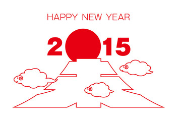 年賀状　富士山　未　2015