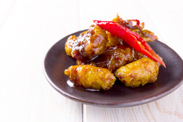 Vegetarian food on wood