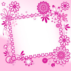 Pink background with floral ornament