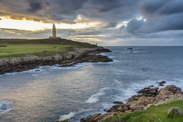 Tower of Hercules in A Coruna, Galicia, Spain.