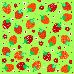 Seamless textures with ornament of strawberries and flowers