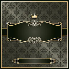 Royal vintage frame on damask. Luxury template.