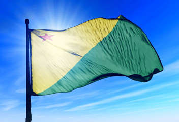 Acre (Brazil) flag waving on the wind