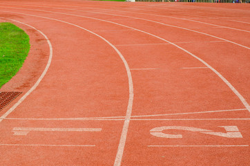 Red treadmill at the stadium