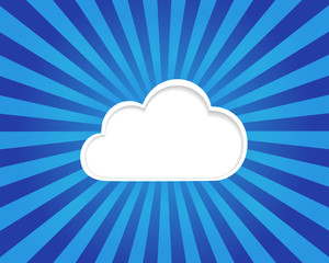 Cloud computing concept on a blue striped background