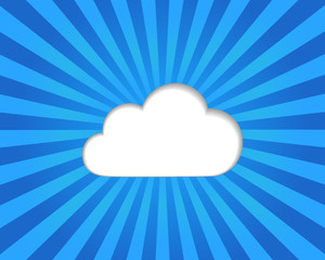 Cloud computing concept on a blue striped background