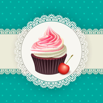 Vintage Background With Cupcake