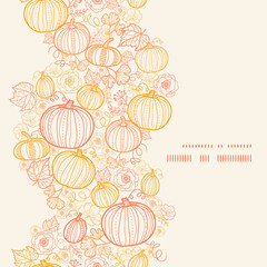 Vector thanksgiving line art pumkins vertical frame seamless