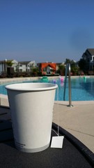 Relaxing by the pool with tea