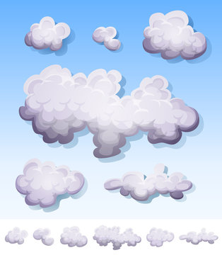 Cartoon Smoke, Fog And Clouds Set