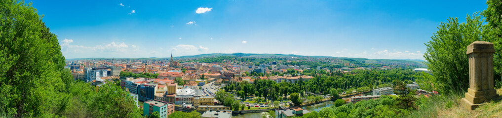 Fototapeta na wymiar Panoramic wide view from above of historic center of Cluj