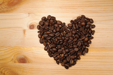 coffee beans in the shape of a heart
