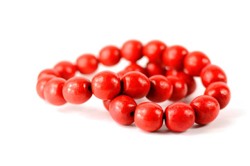 red wooden beads isolated with clipping paths