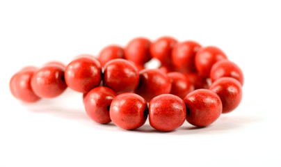 red wooden beads isolated with clipping paths