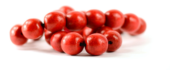 red wooden beads isolated with clipping paths