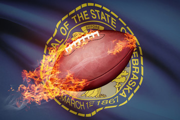 American football ball with flag series - Nebraska