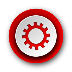 gear red modern web icon on white background
