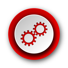 gear red modern web icon on white background