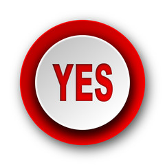 yes red modern web icon on white background