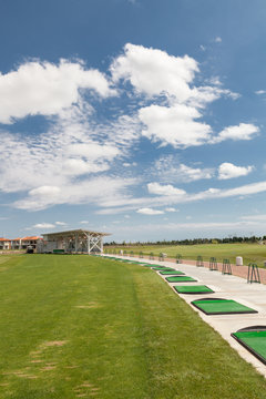 Golf course driving range. Training area