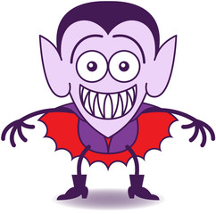 Halloween Dracula feeling embarrassed and grinning
